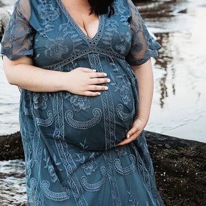 Blue lace Maternity Dress 3x